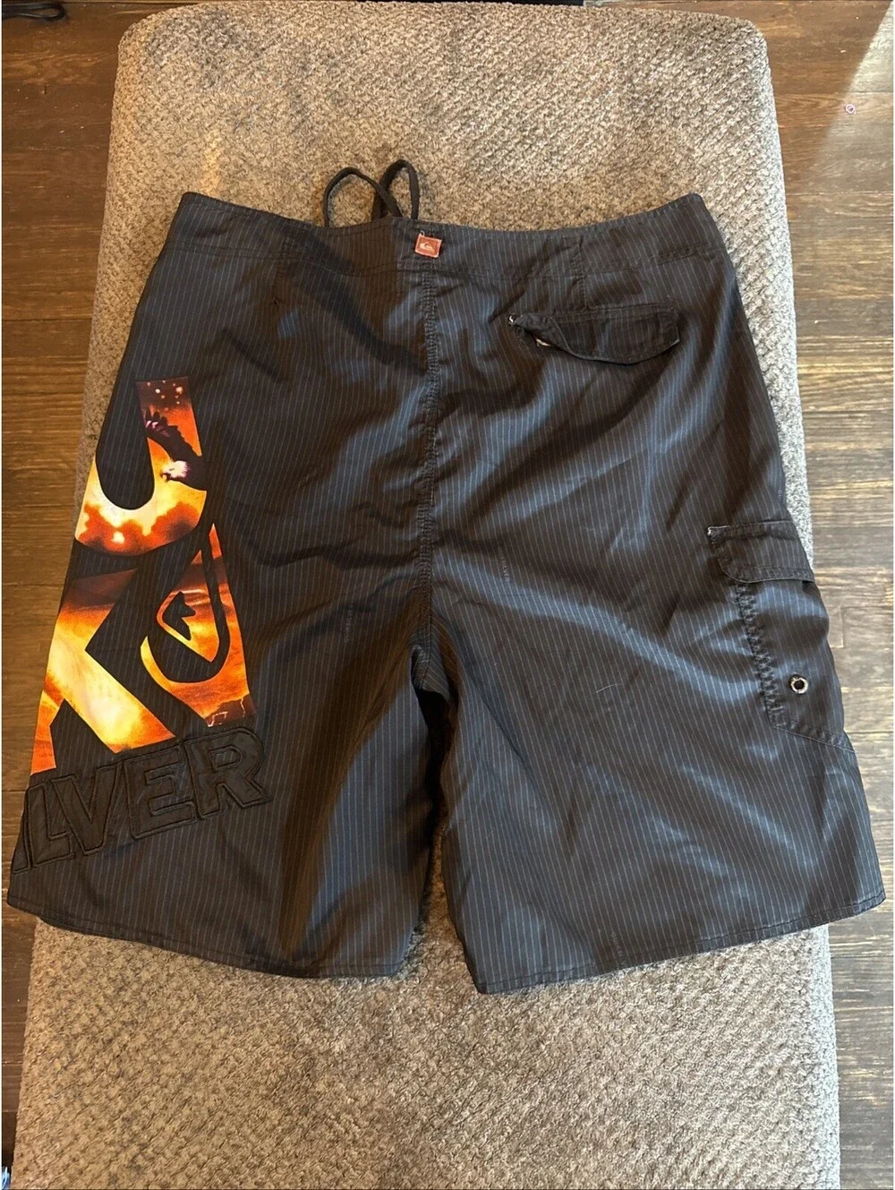 Y2K Vintage Quicksilver Board Shorts Cargo Camo Mens 40 Surfing Swim Embroidered